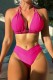 Rose Red Sexy Solid Bandage Backless Swimwears (With Paddings)