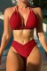 Red Sexy Solid Bandage Backless Swimwears (With Paddings)