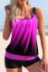 Rose Red Sexy Print Backless Swimwears  (With Paddings)