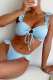 Light Blue Sexy Solid Frenulum Backless Swimwears (With Paddings)