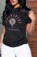 Black Casual Street Print Patchwork O Neck T-Shirts