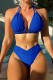 Royal Blue Sexy Solid Bandage Backless Swimwears (With Paddings)