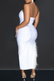 Red Sexy Solid Patchwork Backless Slit Strapless Long Dress Dresses