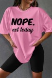 Pink Casual Letter Print Basic O Neck Short Sleeve Two Pieces
