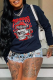 Black Daily Vintage Print Patchwork O Neck Tops