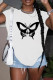 White Casual Print Slit O Neck T-Shirts