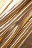 Gold Sexy Solid Hollowed Out Backless Strap Design Halter Regular Jumpsuits