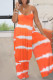 Orange Sexy Casual Print Backless Spaghetti Strap Sleeveless Two Pieces