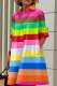 Colour Casual Print Patchwork Turndown Collar Shirt Dress Dresses