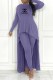 Purple Casual Print Letter O Neck Long Sleeve Two Pieces