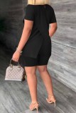Red Elegant Print Patchwork Slit Half A Turtleneck Short Sleeve Two Pieces