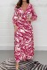 Red Casual Print Patchwork V Neck Long Dress Dresses