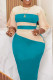 Lake Blue Casual Solid Patchwork O Neck One Step Skirt Dresses