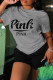 Grey Casual Letter Print Basic O Neck Short Sleeve Two Pieces