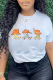 White Casual Street Print Patchwork O Neck T-Shirts