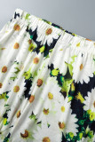 Multicolor Casual Print Basic O Neck Short Sleeve Two Pieces