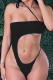 Black Sexy Solid Hollowed Out Backless Swimwears