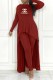 Red Casual Print Letter O Neck Long Sleeve Two Pieces