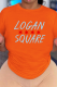 Orange Casual Daily Print Letter O Neck T-Shirts