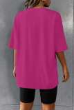 Rose Red Casual Letter Print Basic O Neck Short Sleeve Two Pieces