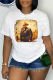 White Street Vintage Print Patchwork O Neck T-Shirts