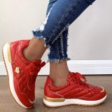 Red Casual Sportswear Daily Patchwork Solid Color Round Comfortable Out Door Sport Shoes