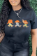 Black Casual Street Print Patchwork O Neck T-Shirts