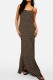Yellow Casual Print Backless Spaghetti Strap Long Dress Dresses