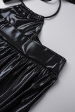 Gold Sexy Solid Hollowed Out Backless Strap Design Halter Regular Jumpsuits