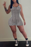 Pink Sexy Striped See-through Backless Strap Design Spaghetti Strap Skinny Rompers