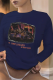 Navy Blue Street Vintage Print Patchwork O Neck Tops