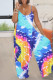 Blue Sexy Casual Print Backless Spaghetti Strap Sleeveless Two Pieces