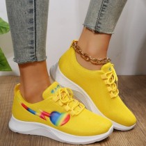 Yellow Casual Sportswear Daily Patchwork Round Comfortable Out Door Sport Running Shoes