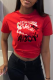 Red Casual Daily Print Patchwork O Neck T-Shirts