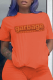Orange Casual Print Patchwork O Neck T-Shirts
