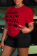 Red Casual Letter Print Basic O Neck Short Sleeve Two Pieces