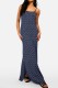 Blue Casual Print Backless Spaghetti Strap Long Dress Dresses