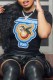 Black Street Print Letter O Neck T-Shirts