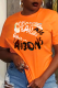 Orange Casual Daily Print Patchwork O Neck T-Shirts