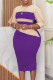 Purple Casual Solid Patchwork O Neck One Step Skirt Dresses