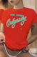 Red Street Vintage Print Patchwork O Neck T-Shirts