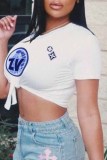 White Street Print Letter O Neck T-Shirts