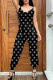 Black And White Fashion Casual Print Patchwork Spaghetti Strap Jumpsuits
