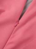 Pink Elegant Solid Patchwork Fold V Neck Straight Jumpsuits