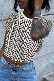 White Street Print Letter O Neck T-Shirts