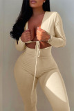 Red Casual Solid Hollowed Out Frenulum V Neck Skinny Jumpsuits