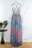 Red Sexy Print Patchwork Spaghetti Strap A Line Dresses