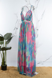 Red Sexy Print Patchwork Spaghetti Strap A Line Dresses