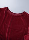 Black Sexy Solid Patchwork See-through Sequins O Neck Long Sleeve Two Pieces