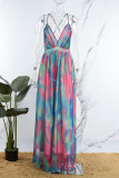 Red Sexy Print Patchwork Spaghetti Strap A Line Dresses